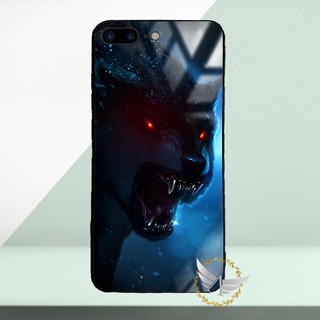 Ốp lưng kính cường lực iPhone 7 Plus, iPhone 8 Plus hình Sói