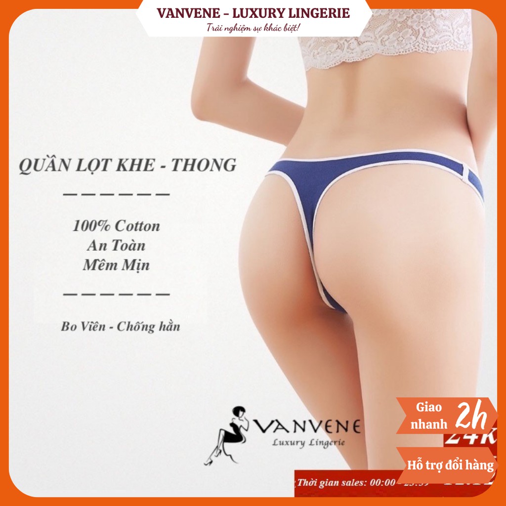 Quần Lót Lọt Khe Thong Cotton Vanvene Bo Viền Kiểu Dáng Mới Sexy Gợi Cảm Chống Hằn Viền Size M, L Q440