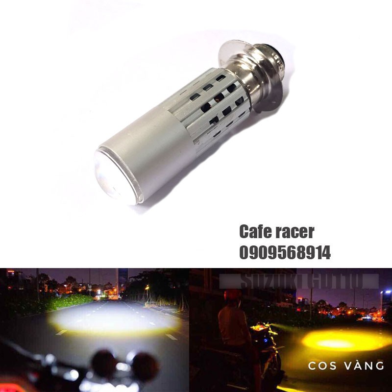 Đèn pha xe máy 2 chế độ vàng trắng bi cầu M5 M6 H4
