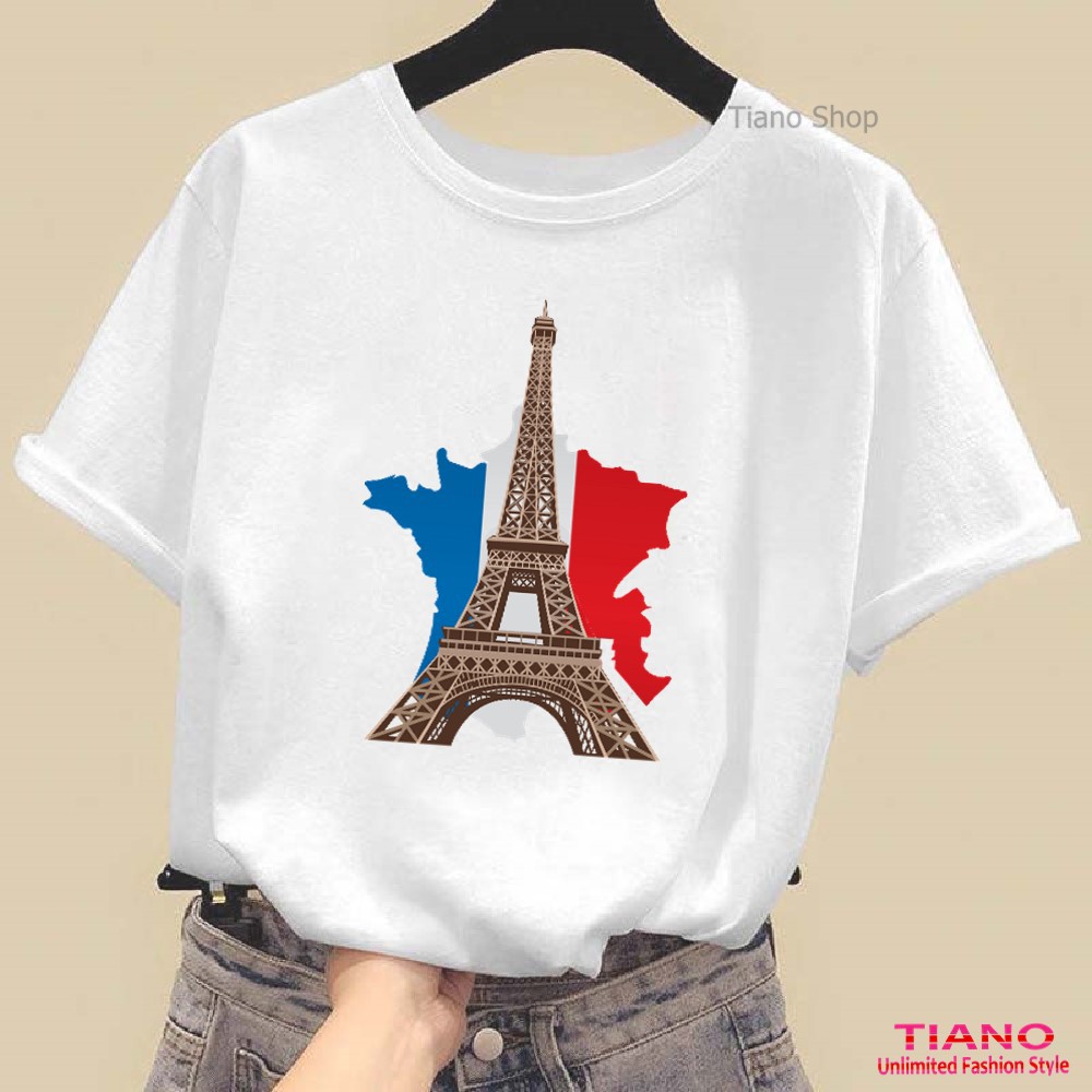 Áo thun nữ in hình Tháp form rộng hàn quốc AT-133 - Màu Trắng 6 Size