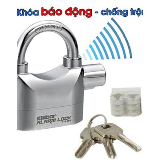 Ổ khóa chống trộm Kinbar chính hãng full tem, khóa cửa báo động 110DB 4 chìa