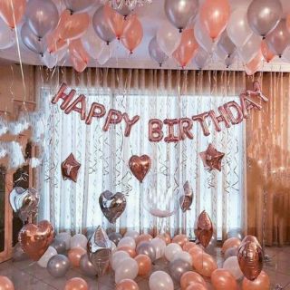 Sét trang trí sinh nhật màu rose gold