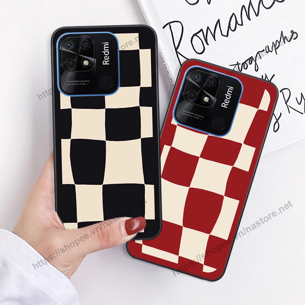 Ốp lưng Xiaomi Redmi 9C / Redmi 10c mặt cười, họa tiết caro đơn giản đẹp cute