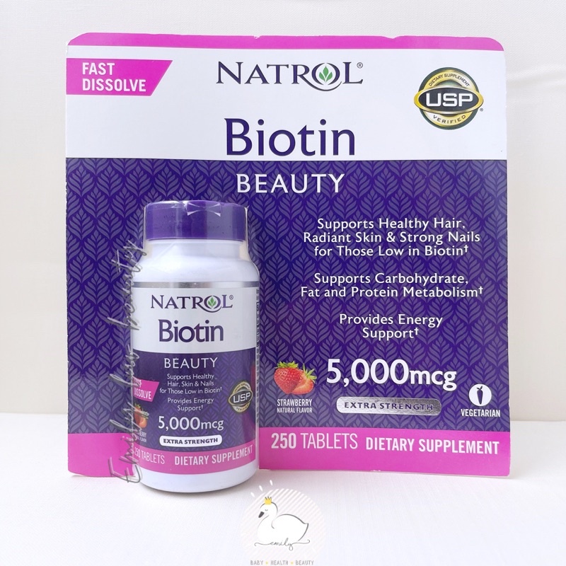 Viên uống Natrol Biotin 5000mcg 250 viên