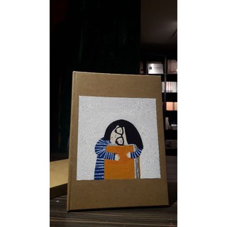 Sổ tay handmade tự hoạ cô gái - màu acrylic