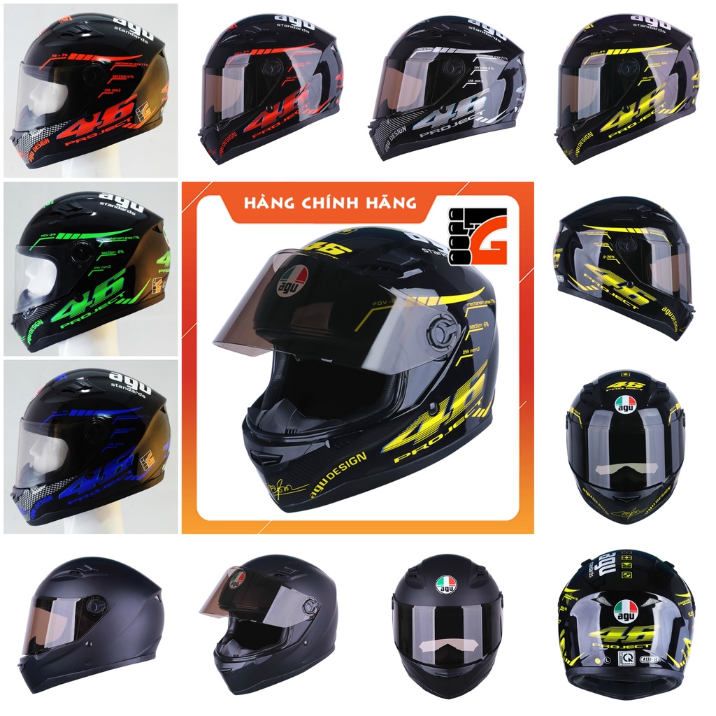 Mũ Bảo Hiểm Fullface AGU Đen vân Carbon