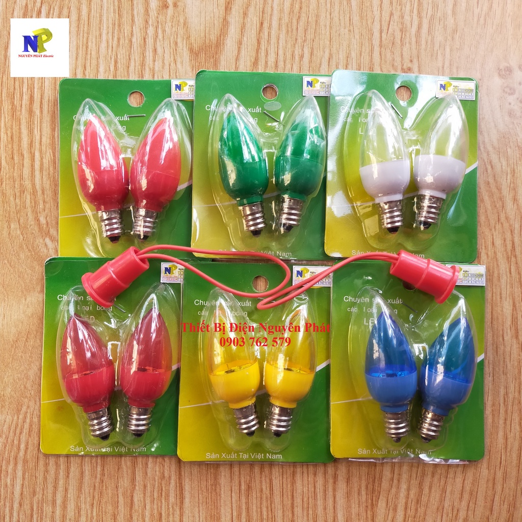Bóng Và Đuôi Đèn Led Trái Ớt Có Đủ Màu E12