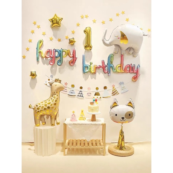 Set trang trí sinh nhật cho bé trai, trang trí sinh nhật cho bé gái chủ đề Voi xinh mới nhất