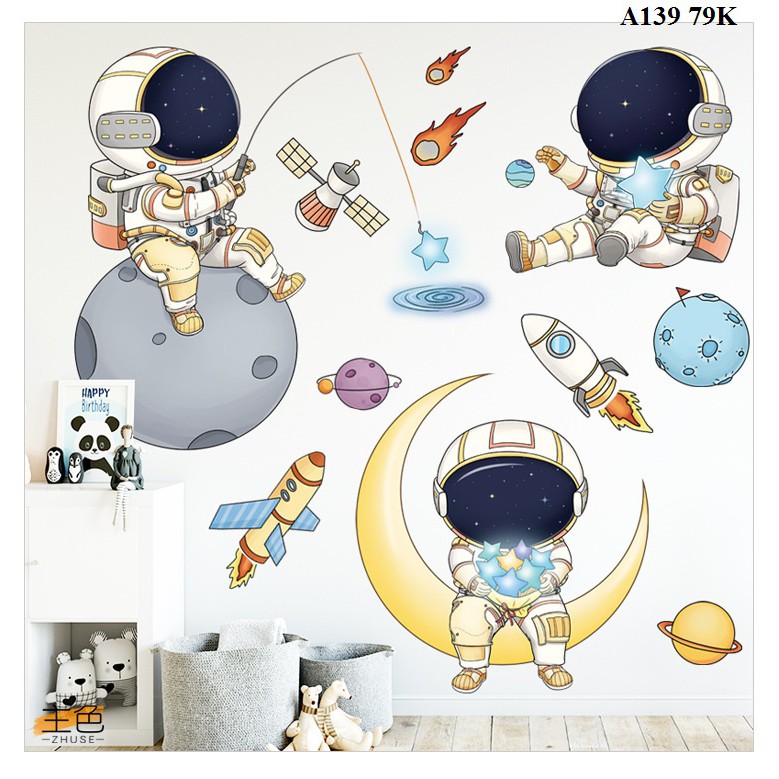 Decal dán tường phi hành gia A81 - Decal dán tường Hàn Quốc