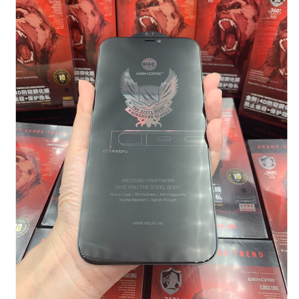 Kính cường lực chống nhìn trộm KingKong 4D Iphone full màn chính hãng