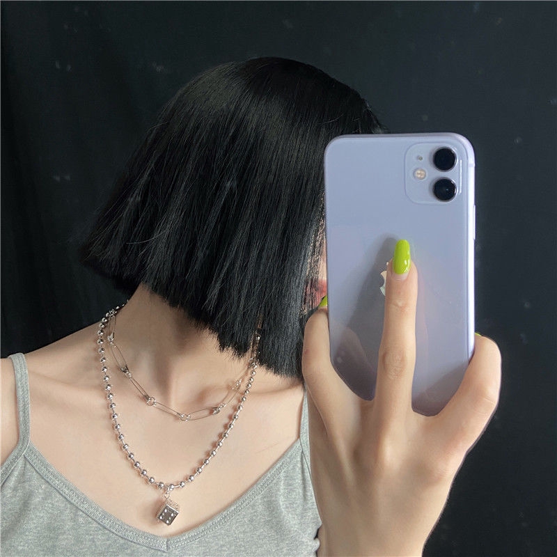 Vòng cổ 16049 bằng kim loại mặt hình vuông / ghim băng phong cách punk sáng tạo dễ phối đồ cho nam và nữ