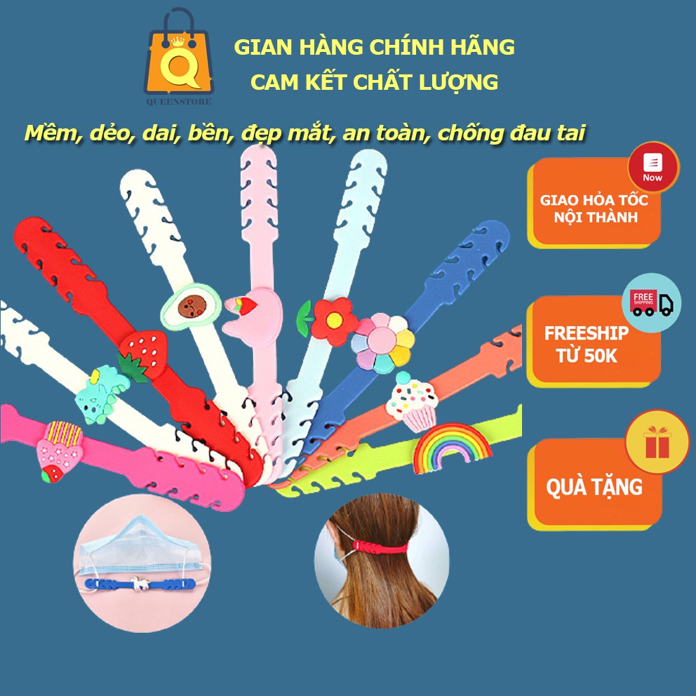 Móc Đeo, Dây Đeo, Quai Khẩu Trang Chống Đau tai Mềm Dẻo, Dai Bền, Đẹp Mắt cho Trẻ em và người lớn - QueenStore