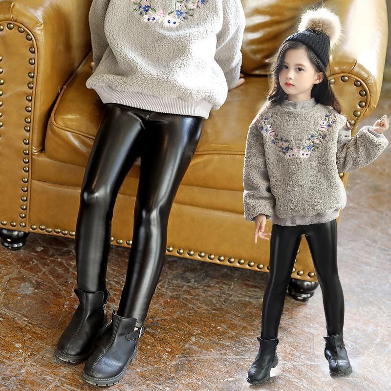 ❤Quần Legging Bằng Da Thời Trang Thu Đông 2020 Dành Cho Bé Gái