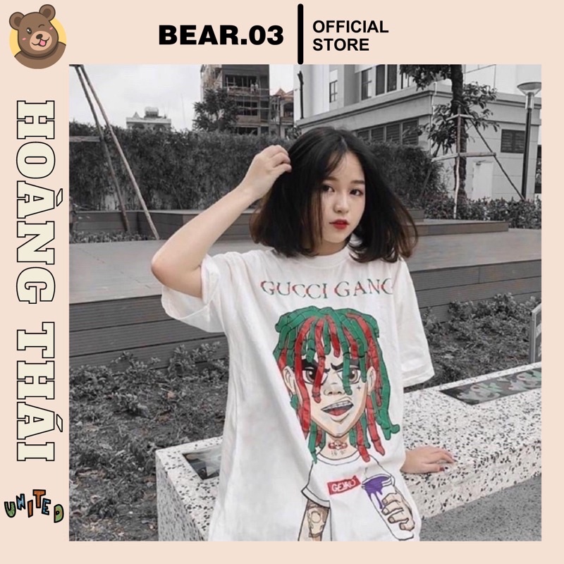 Áo thun GUCCI GANG - Áo phông tay lỡ nam nữ From rộng chất Cotton co dãn