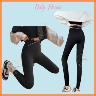 Quần Legging Cạp Chéo Dáng Dài Viền Trắng Chất Cotton Co Giãn 4 Chiều Ôm Mông Tôn Dáng Naly