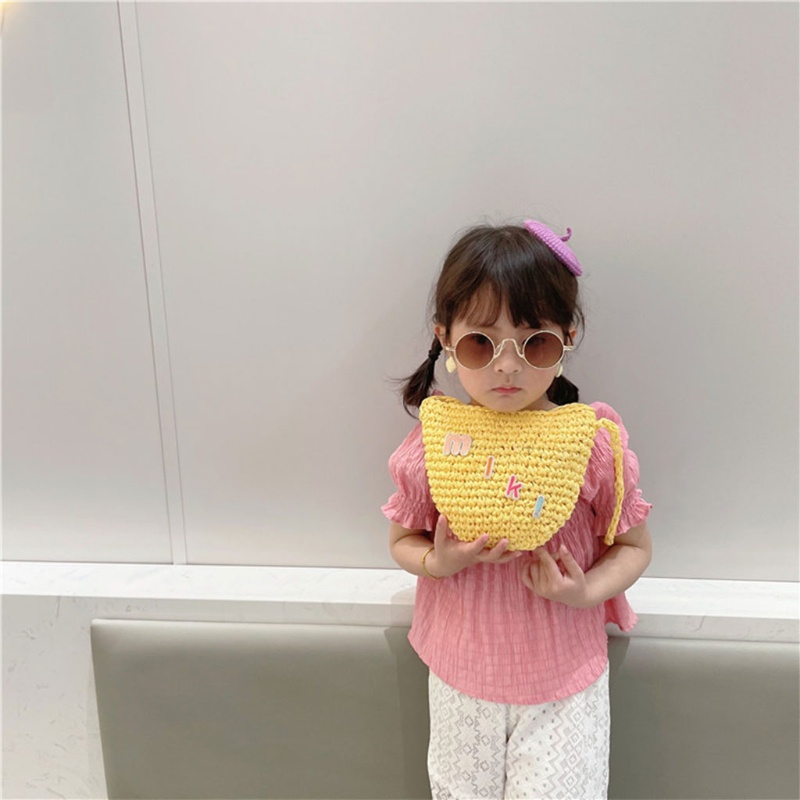 Túi Rơm Dệt Mini Đeo Vai Thời Trang Đi Biển Mùa Hè Cho Bé Gái