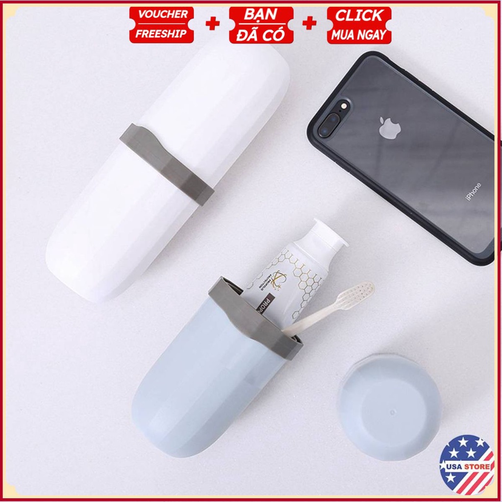Hộp Đựng Bàn Chải, Kem Đánh Răng Du Lịch - Ống Đựng Kiêm 2 Cốc (HOẠ TIẾT KIM CƯƠNG)