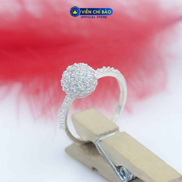 Nhẫn bạc nữ đính đá hình cầu chất liệu bạc S925 thời trang phụ kiện trang sức nữ Viễn Chí Bảo N400089