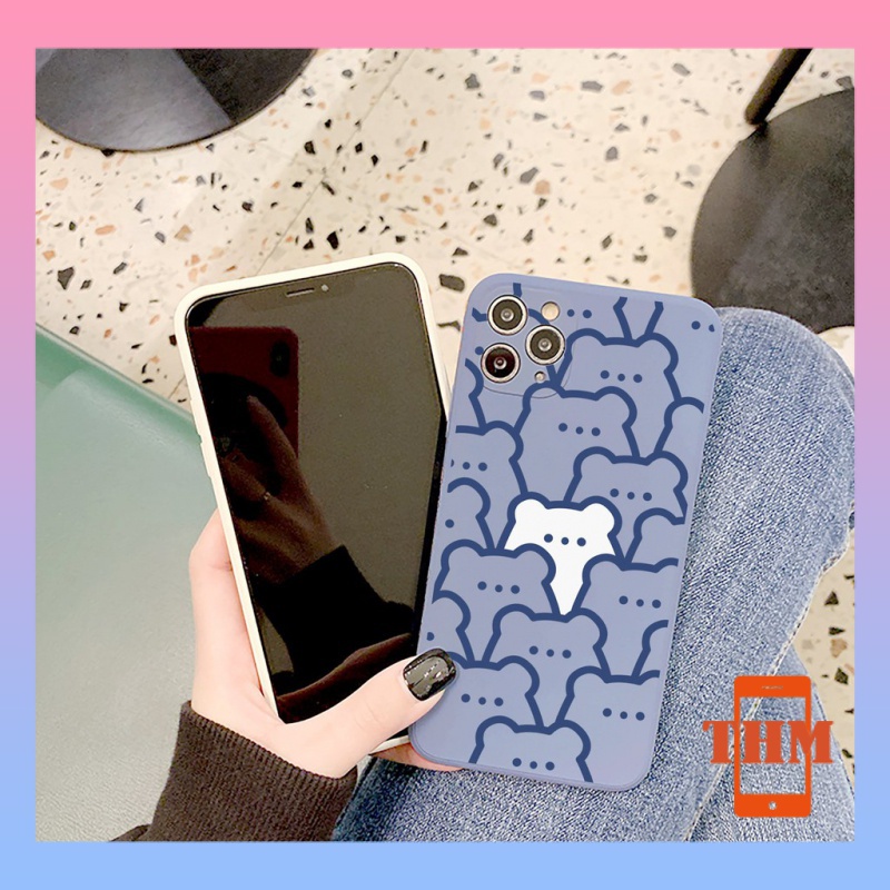 Ốp Điện Thoại In Hình Gấu Trắng Xanh Cho Iphone 6/6S/6splus/se/7/7plus/8/8plus/X/xs/xsmax/11/12/13/Pro/Pro Max-935
