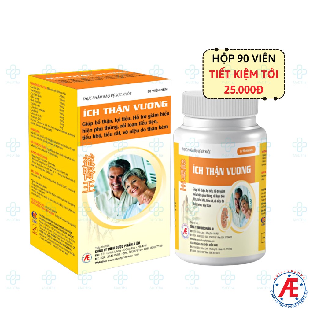 Ích Thận Vương - Hỗ trợ Cải thiện chức năng thận, Kiểm soát biến chứng Suy Thận, Bảo vệ Thận (90, 180 viên) [Chính Hãng]