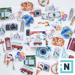 Set 46 Sticker Dán Travel Hộp Mini | Dán Điện Thoại | Dán Laptop | Dán Mũ Bảo Hiểm | Dán Vali
