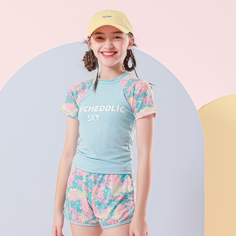 Bộ Đồ Bơi Thể Thao Hai Mảnh Thời Trang Hàn Quốc Cho Bé Gái