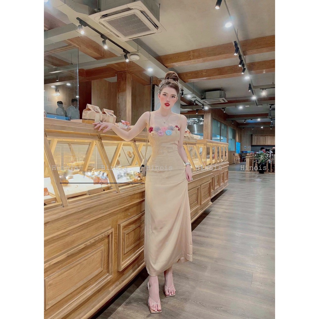 [HINOIS223]Đầm Body 2 Dây Phần Ngực Đính Hoa Cách Điệu Nữ Tính, Chất Liệu Lụa Cao Cấp Xịn Mịn,Thích Hợp Cho Nàng Đi Chơi | BigBuy360 - bigbuy360.vn