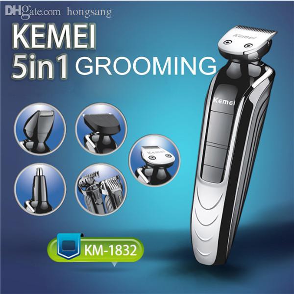 Tông Đơ, Máy Cạo Râu 5 in1 Cắt Tóc Tỉa Lông Mũi Chính Hãng Kemei Model KM-1832