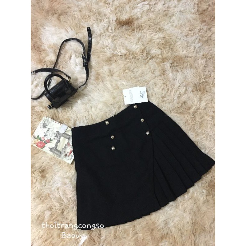 [Freeship]Chân Váy Xòe Chân Váy Xếp Ly Phối Cúc Kim Loại Có Cạp Cách Điệu Form Đẹp Độc Lạ🔝🔝🔝 | BigBuy360 - bigbuy360.vn