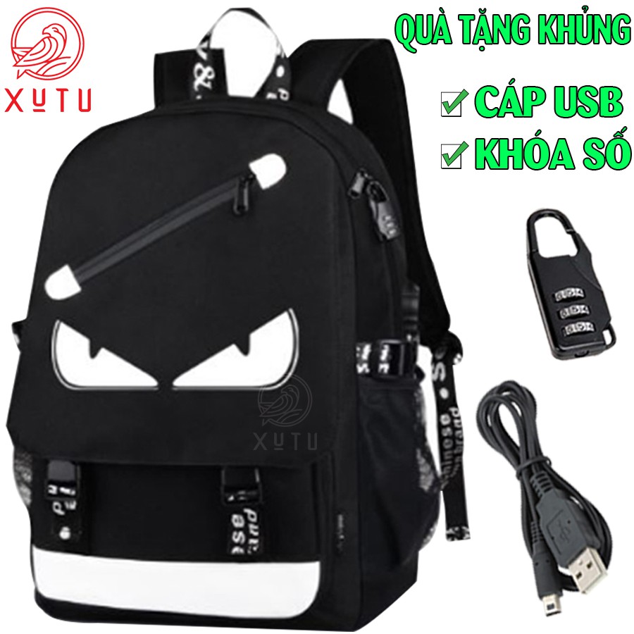 Balo nam nữ thời trang đi học đi chơi phát sáng Xutustore hình Mắt - TẶNG cáp USB + Khóa số - Cặp đi học HOT nhất 2021