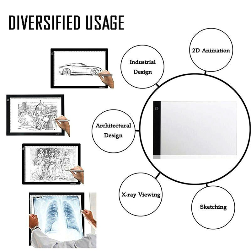 Bảng Vẽ Đèn LED Khổ A4 USB Có Thể Điều Chỉnh Độ Sáng
