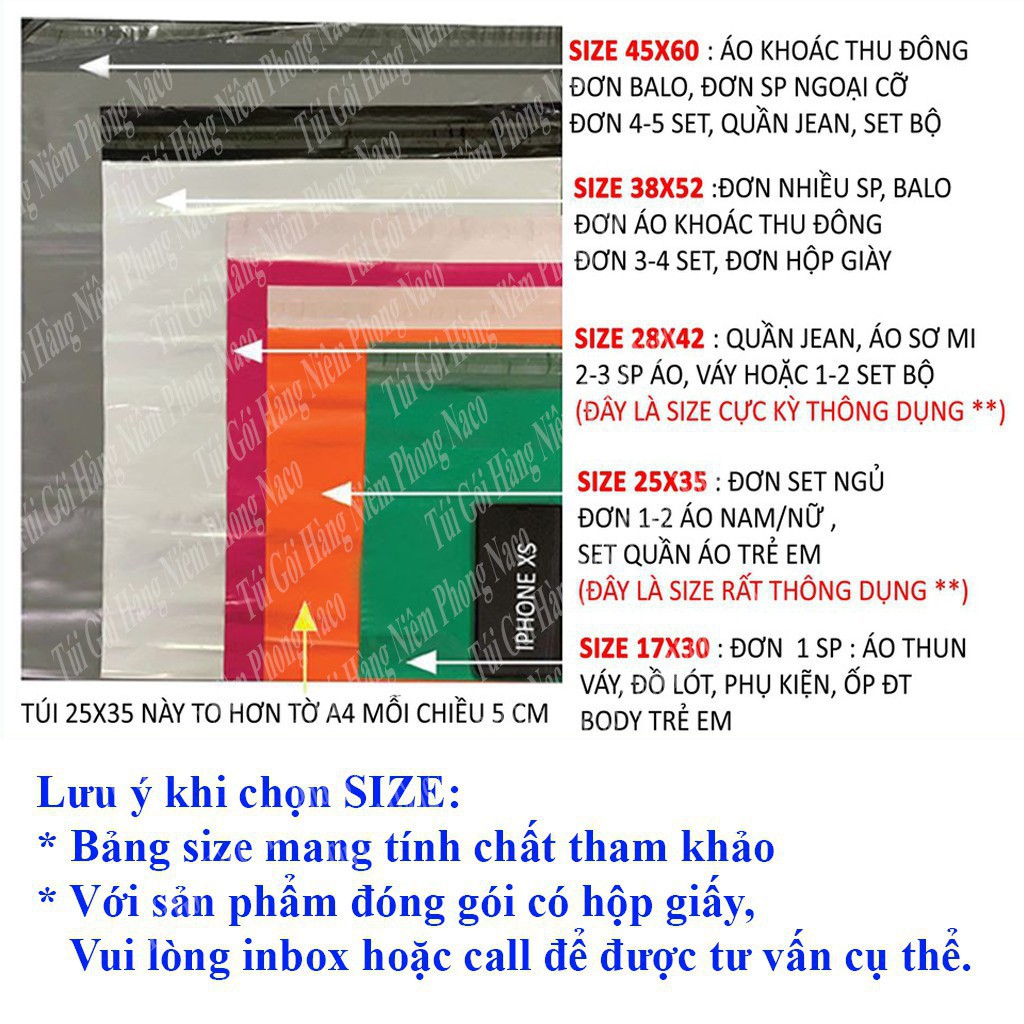 Túi Niêm Phong Gói Hàng Chuyển Phát Nhanh COD - NACO - Size Nhiều Màu - C39