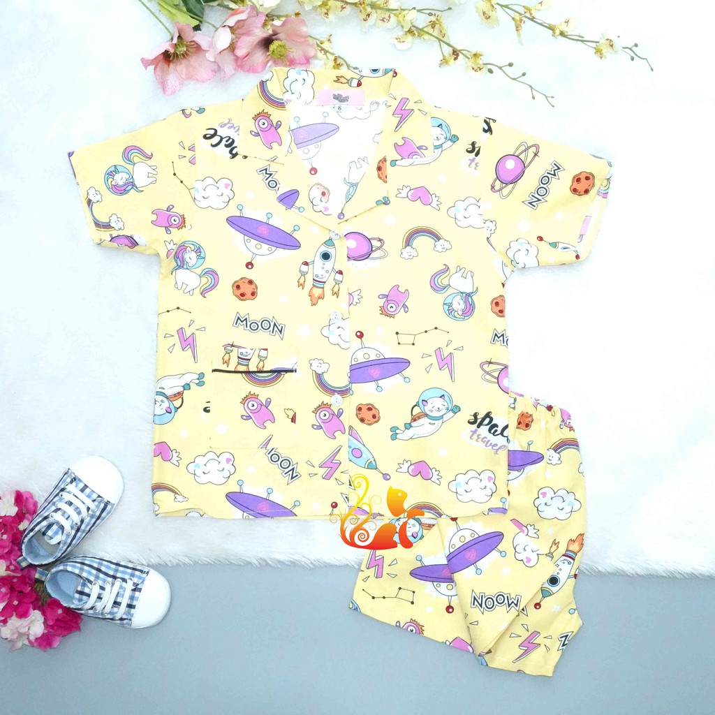 Bộ Đồ Mặc Nhà "Vũ trụ" Quần Đùi Pijama Kate Thái - Cho Bé 16 - 42kg.