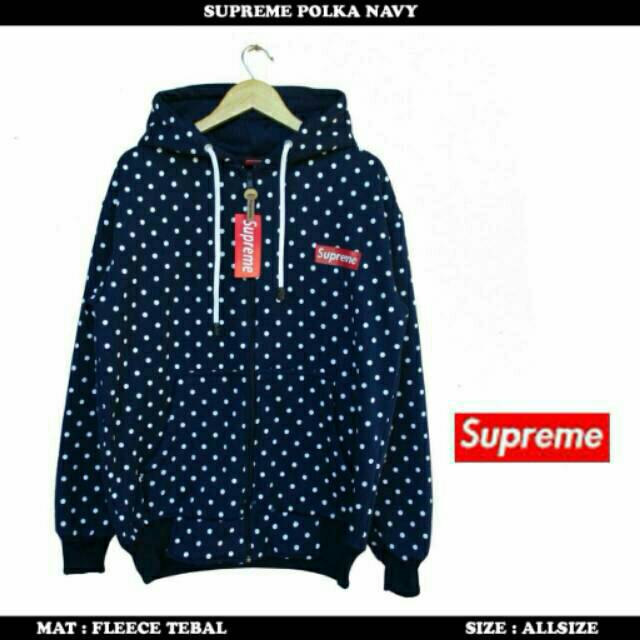 Supreme Áo Khoác hoodie Cao Cấp Họa Tiết Chấm Bi Màu Xanh navy / Áo Khoác / Áo Khoác Đen