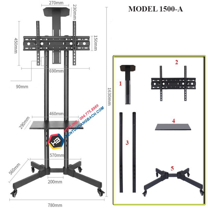 Giá Treo Tivi Di Động ErgoTek E1500 32 - 55 Inch - Giá Treo Tivi Có Bánh Xe Dành Cho Hội Nghị