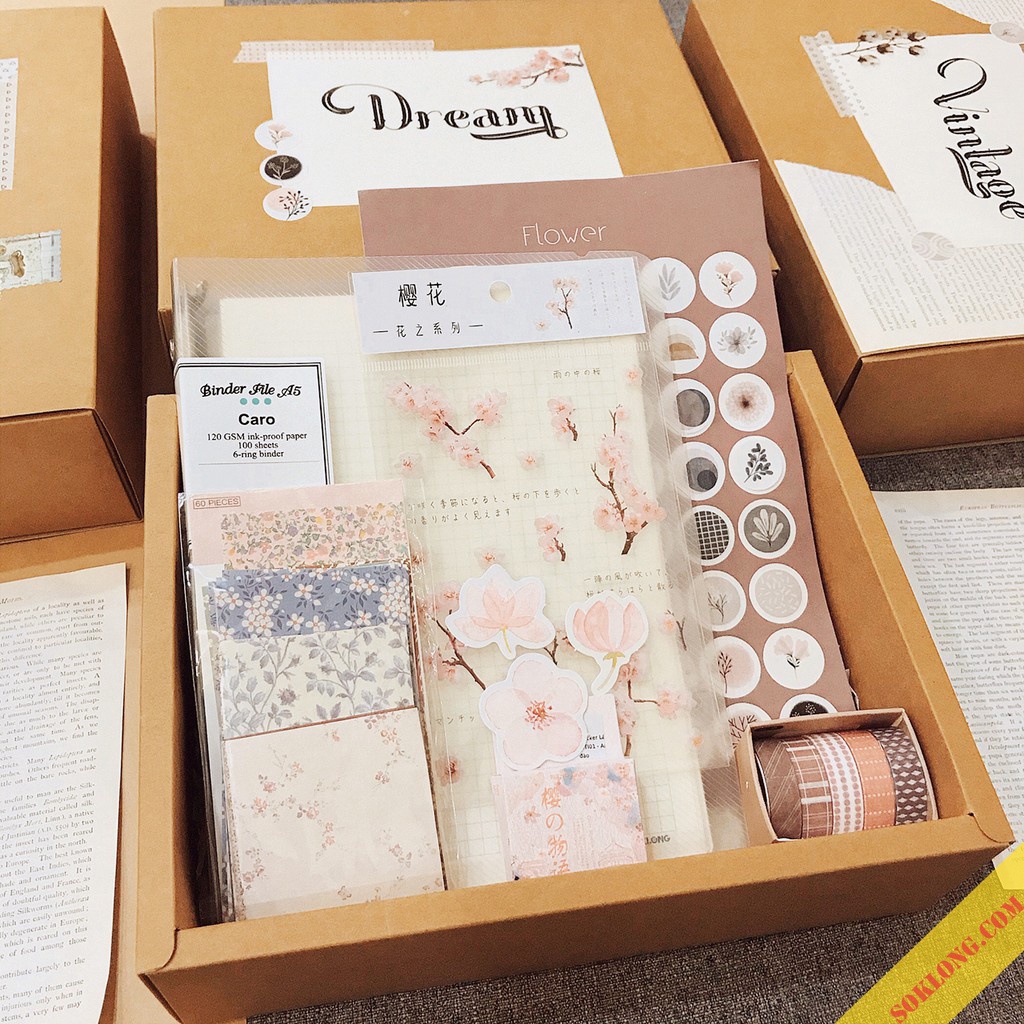 Set trang trí sổ Klong Bullet journal Dream - bộ quà tặng có sticker, note, washi tape Luv 100