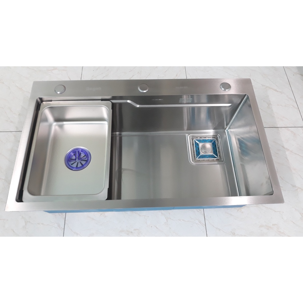 [Mẫu Mới 2022] Chậu rửa chén bát 1 hố Inox 304 cao cấp màu Trắng Mờ, chống mùi, dễ dàng vệ sinh - Kích thước 78 x 46cm