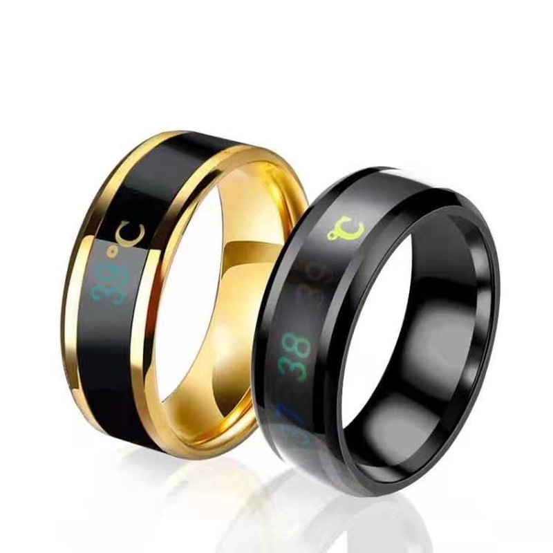 Creative Smart Temperature Rings/Titanium Steel Changing Color Lovers Ring/  Mood Temperature Couple Rings/ Fashion Personality Waterproof Ring Jewelry Gifts