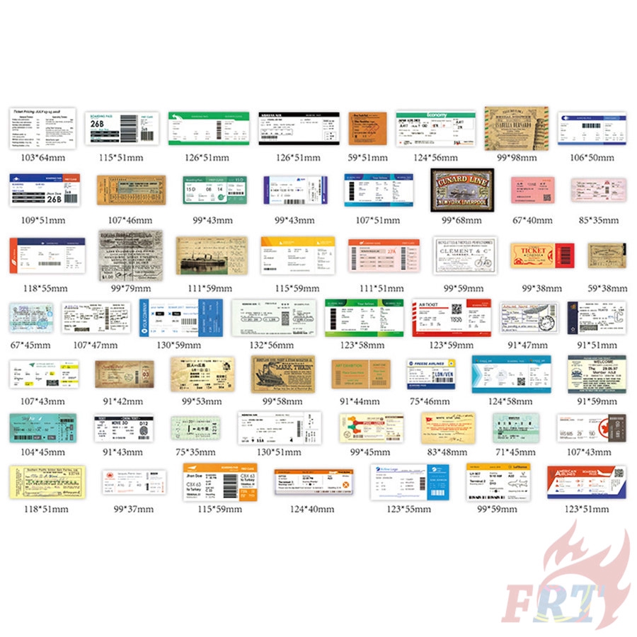 ❉ Airlines Flight Series 02 - Airline Company Tickets Air Boarding Pass Tickets Stickers ❉ 55Pcs/Set Waterproof DIY Mixed Doodle Decals Stickers