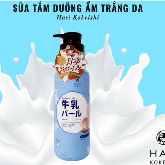 Sữa tắm trắng da , dưỡng da HASI KOKESHI COW MILK AND PEARL EXTRACT chiết xuất sữa bò ,ngọc trai 600 - 950 ml