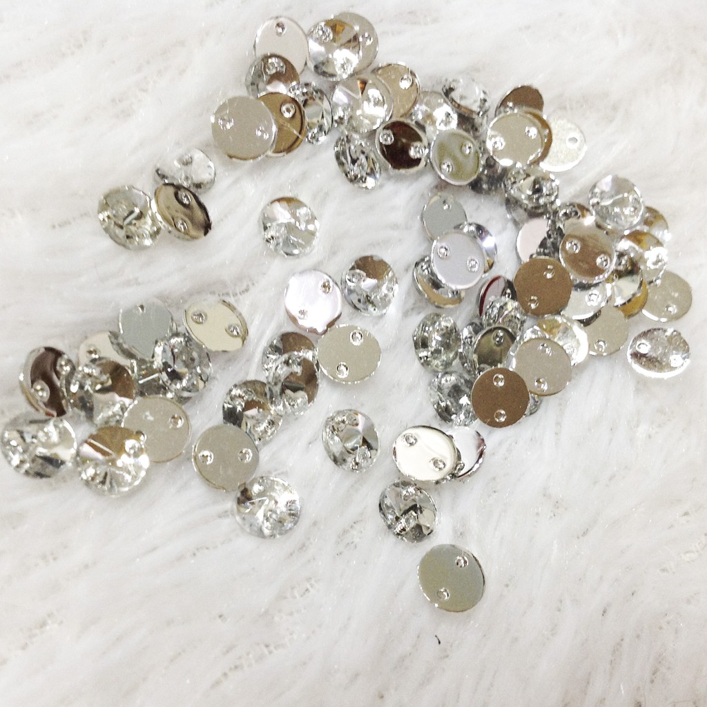 Hạt đá kết áo 3d tròn chóp ánh bạc đẹp nhiều size từ 0.6cm đến 1.4cm
