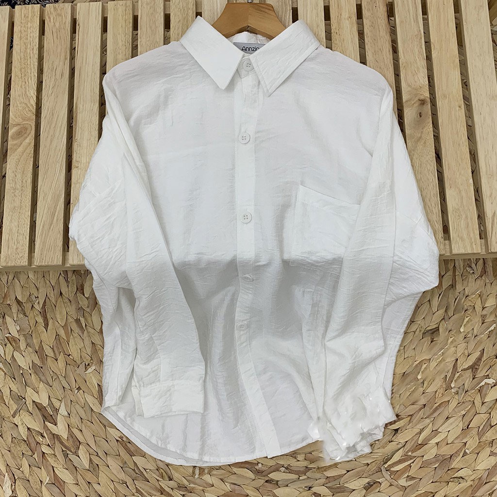 Áo sơ mi đũi nữ dài tay, áo sơ mi trắng nữ Form rộng 𝐒𝐓𝐘𝐋𝐄 𝐔𝐋𝐙𝐙𝐀𝐍𝐆 - Chất đũi xước cực Mềm - Min - Mát | SchoolF | BigBuy360 - bigbuy360.vn