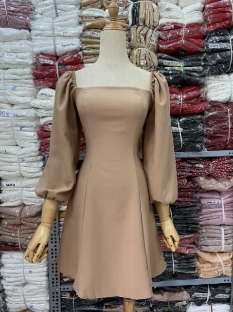 Đầm xòe tay phồng nhiều màu