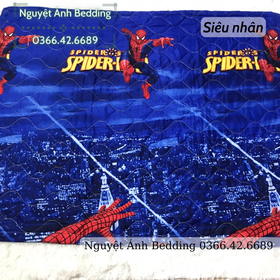 Chăn cho bé đi học cỡ nhỡ 1m4 mẫu Siêu Nhân, chăn đắp hè thu, mền chần bông gòn trẻ em tới trường