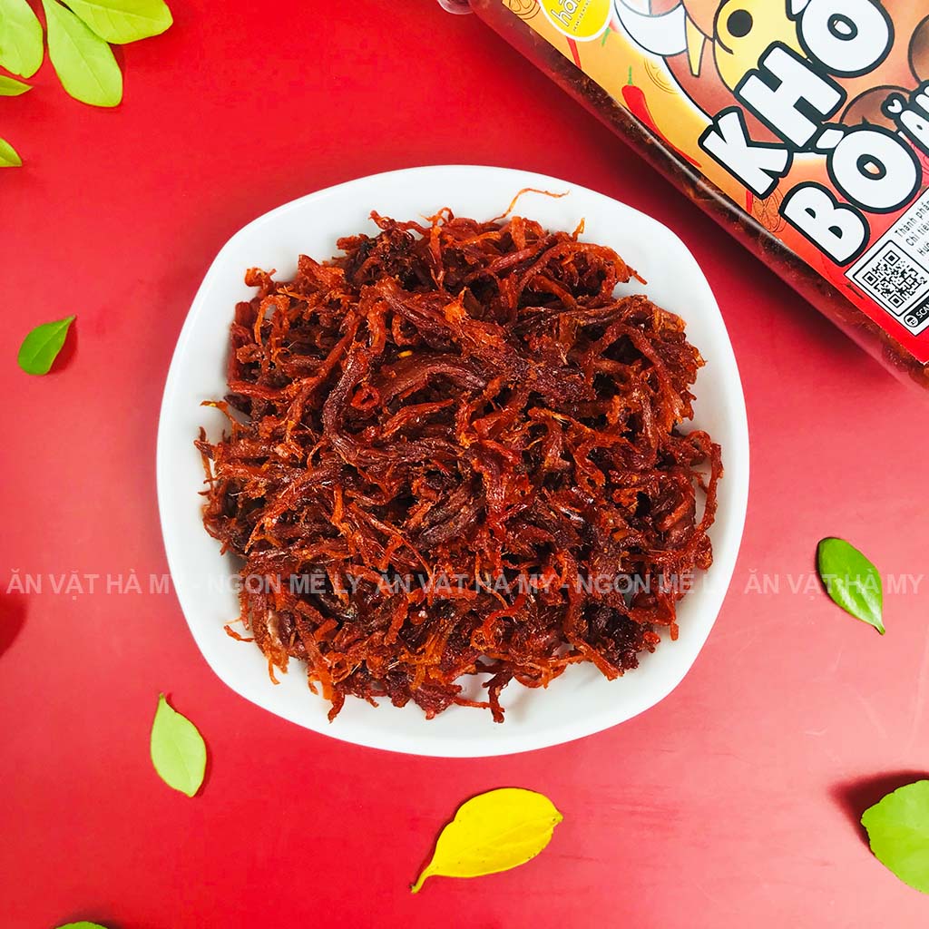 Khô bò xé sợi ăn liền loại 1 đóng hũ 300g | đồ ăn vặt Hà My ngon mê ly