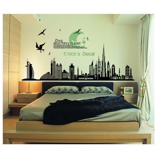 Decal dán tường  Thành phố hiện đại