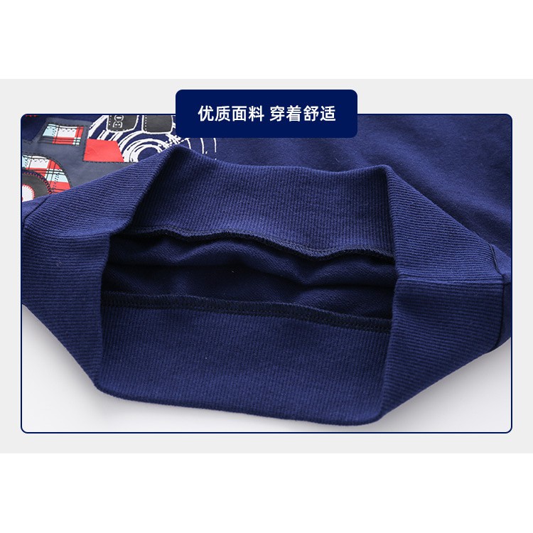 Áo nỉ da cá cổ sơ mi bé trai WELLKIDS họa tiết ô tô