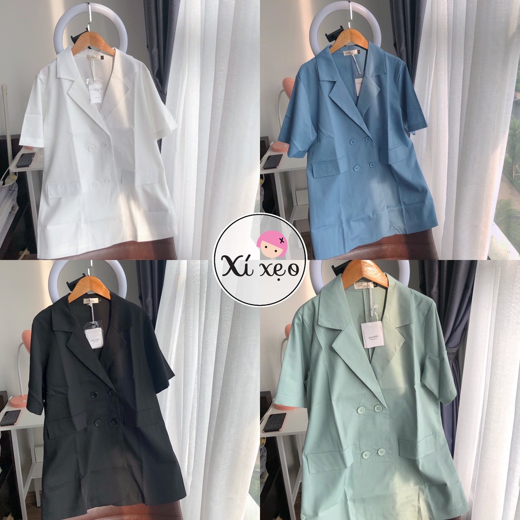 Áo blazer nữ cộc tay áo khoác vest nhiều màu phong cách ulzzang Hàn Quốc xixeoshop - V50