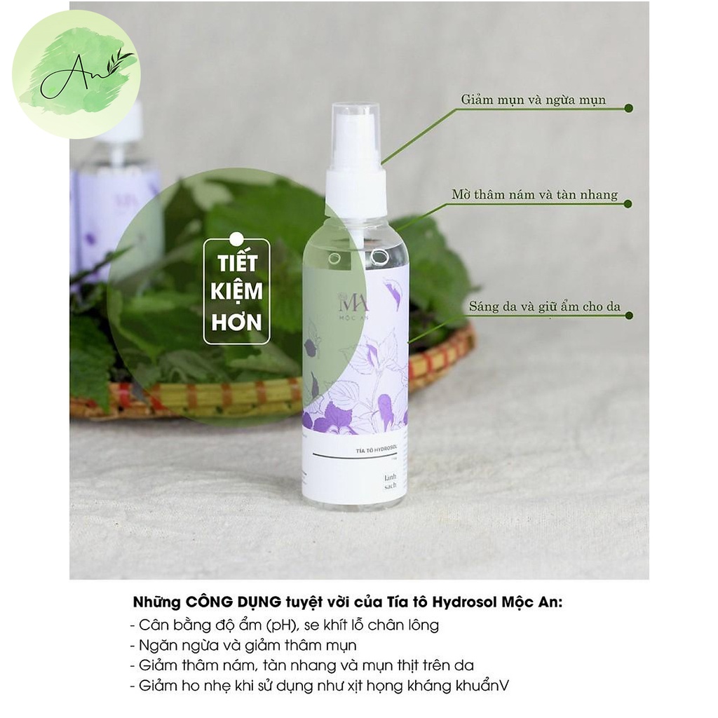Toner tía tô Mộc An cân bằng da giúp kiềm dầu mờ nám tàn nhang 100ml - AN003
