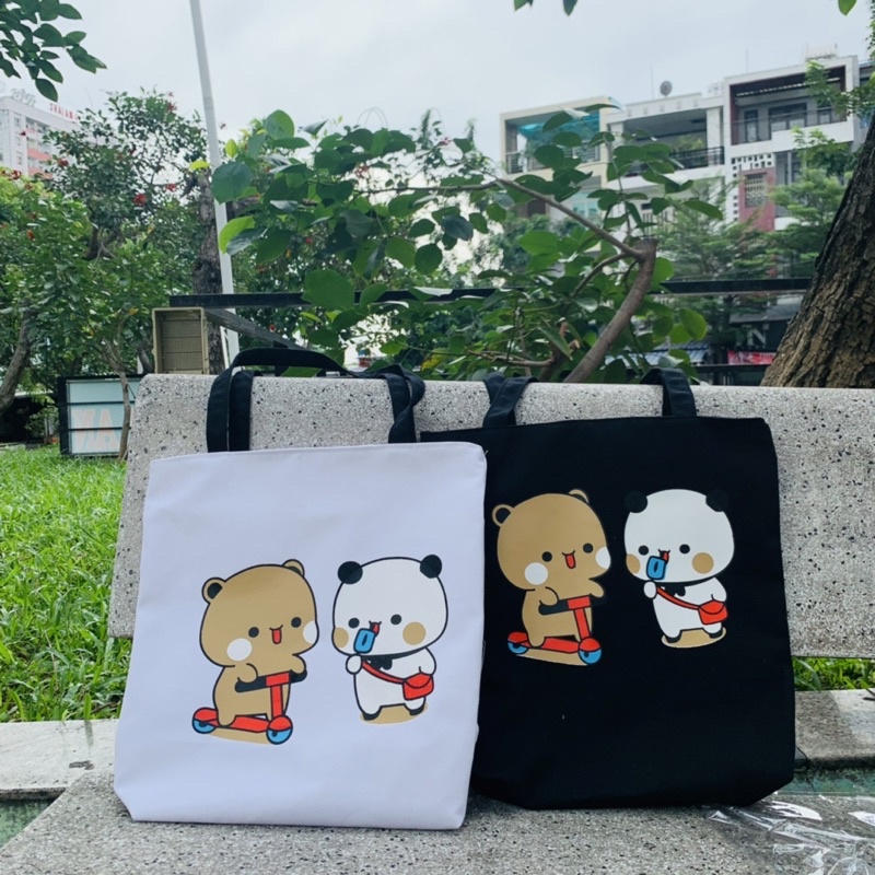 [Ảnh, Video Thật] Túi Tote Đeo Vai Vải Canvas 100% Cotton Mềm Mịn - GẤU Đôi